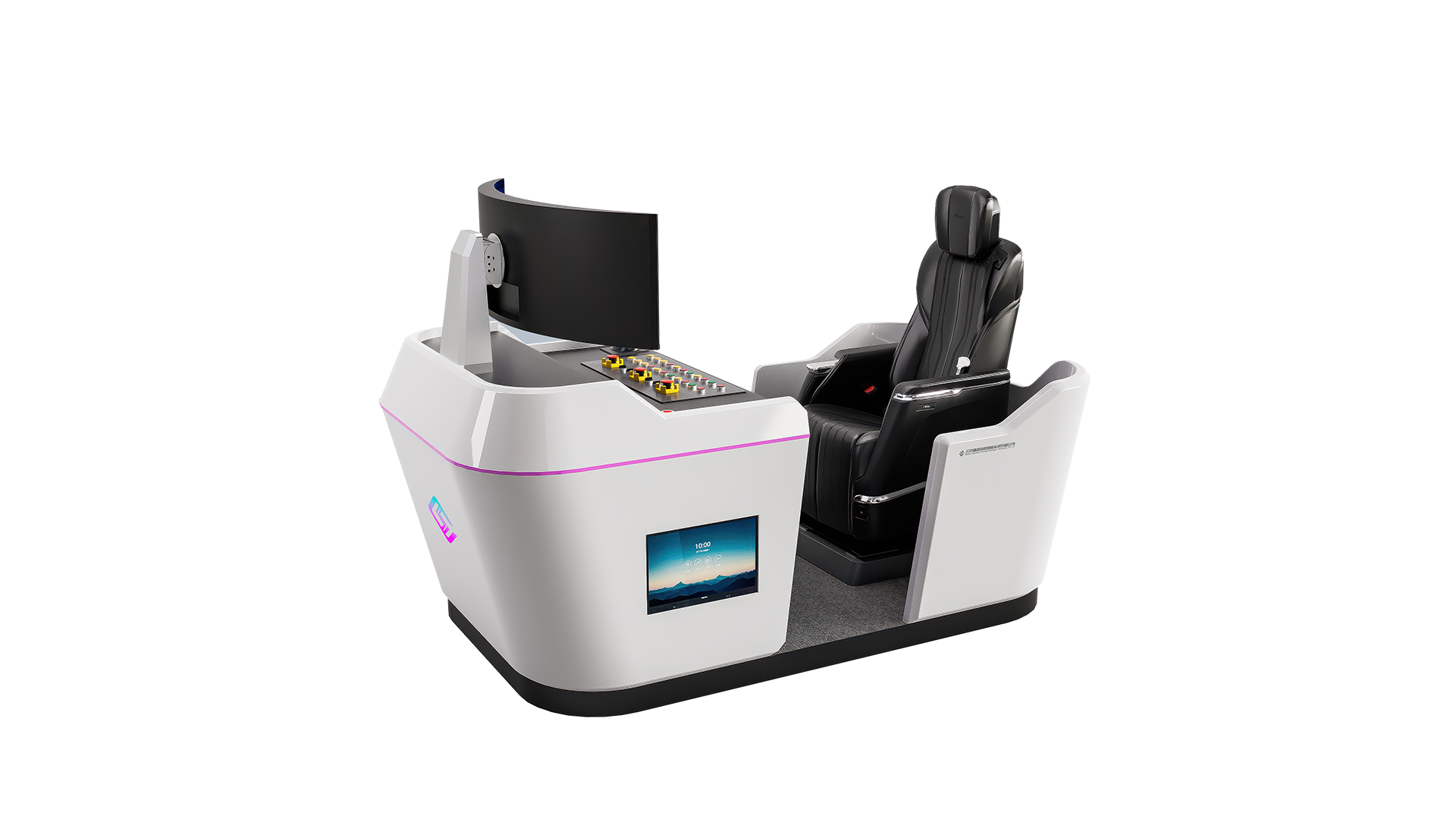 航空级座椅，结构强度经过严格测试，配备专业安全带和稳定的固定装置，能在模拟驾驶舱的动态运行中（如模拟紧急制动、姿态调整）牢牢固定使用者身体，避免意外碰撞或失衡风险。